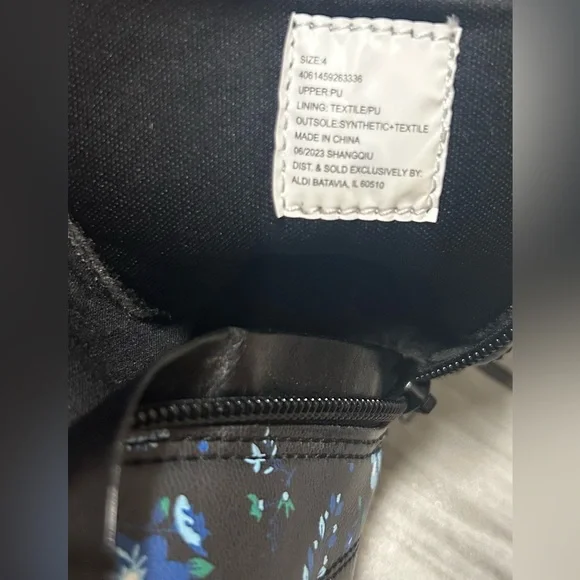 L&D Girls’ Black Floral Winter Boots – Size 4 Youth - Picture 7 of 8